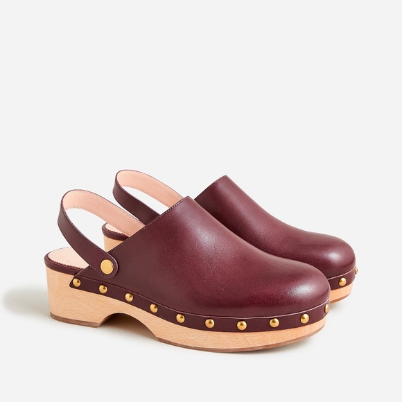 J. Crew Shoes - New J.CREW Size 8 Convertible Leather Clogs in Burgundy Port Wine